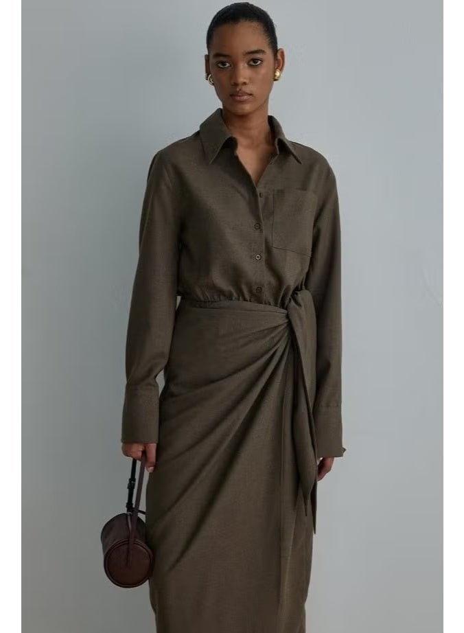 Suud Collection Brown Goldie Wrap Dress - Image 3