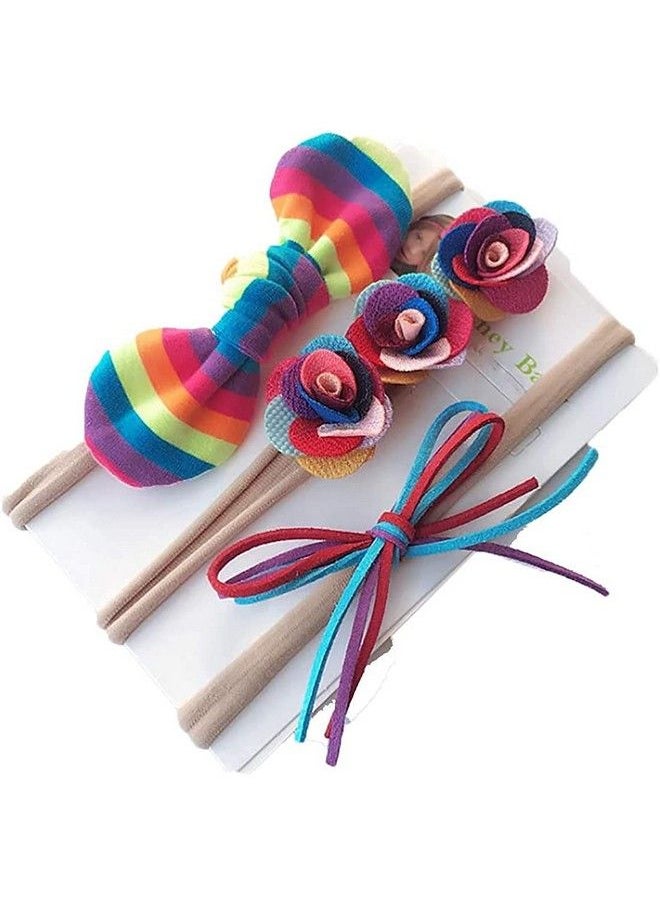 BabyMoon Girl'S Synthetic Turban Knotted Hairband Multicolor Pack Of 3  - Image 1