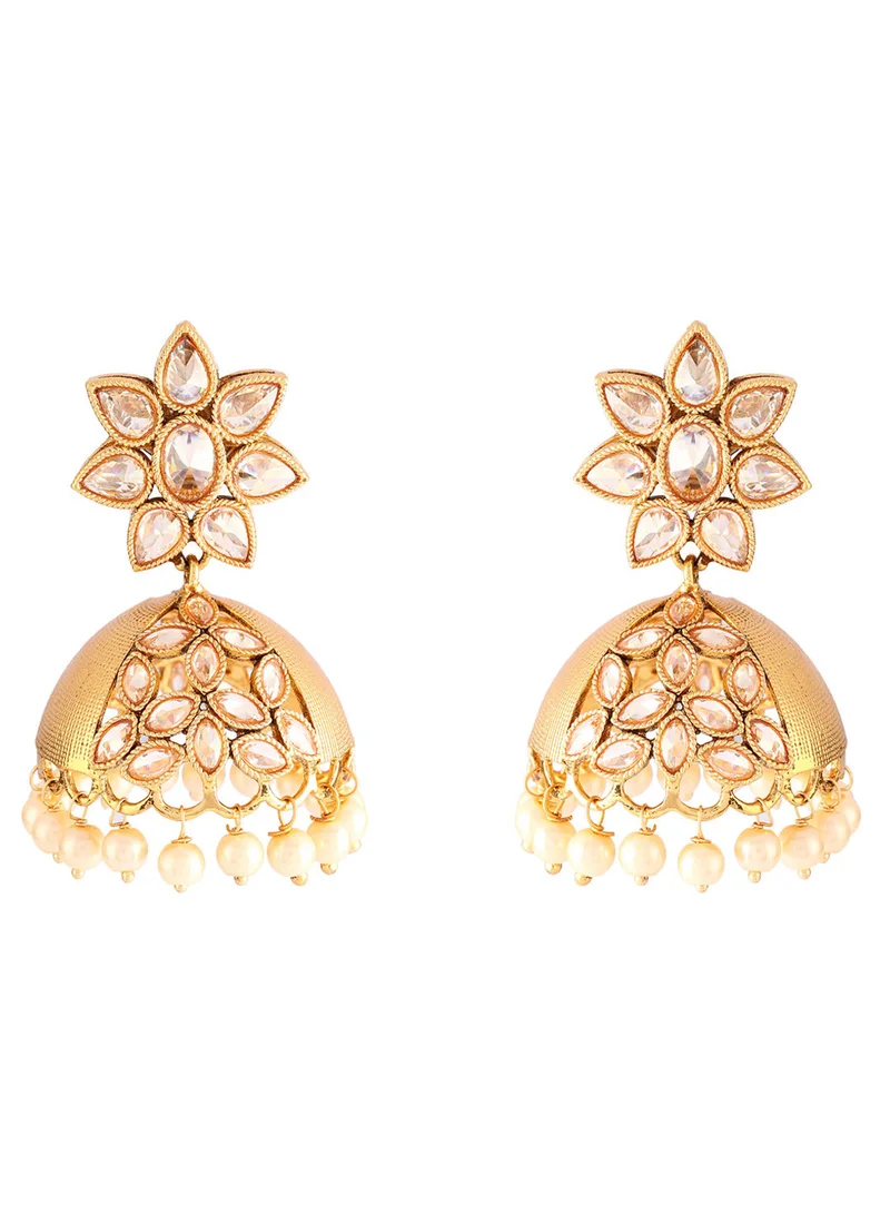 ISHIN Gold-Toned Dome Shaped Jhumkas Earrings