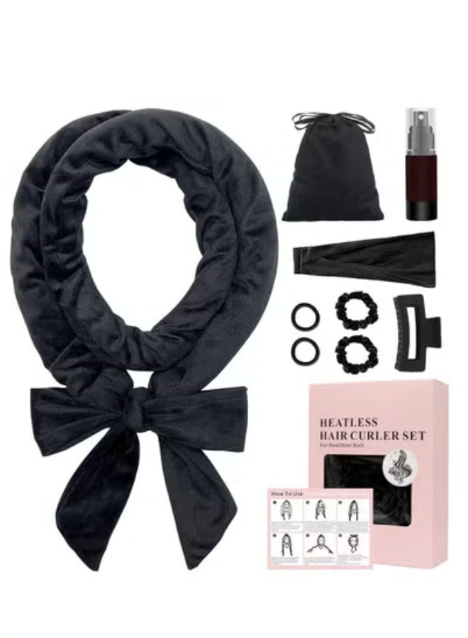 general No Heat Curling Headband, 70" Soft Hair Curlers to Sleep In Overnight Curls Headband, No Heat Hair Curler Ribbon Curl Wrap for Long Hair Rollers, 9 PCS Curling Rods Set with Yoga Strap - Image 1