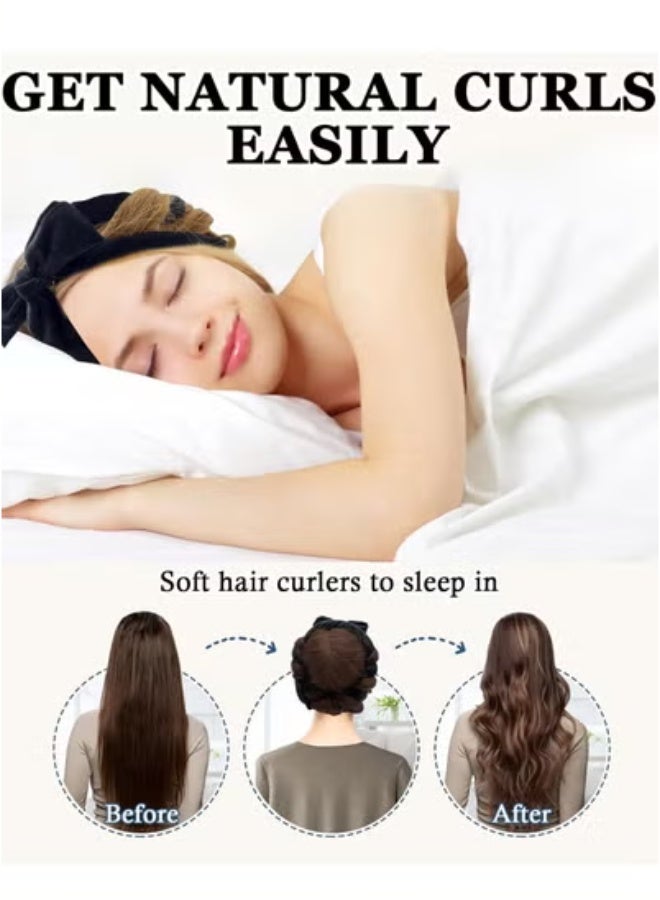 general No Heat Curling Headband, 70" Soft Hair Curlers to Sleep In Overnight Curls Headband, No Heat Hair Curler Ribbon Curl Wrap for Long Hair Rollers, 9 PCS Curling Rods Set with Yoga Strap - Image 2