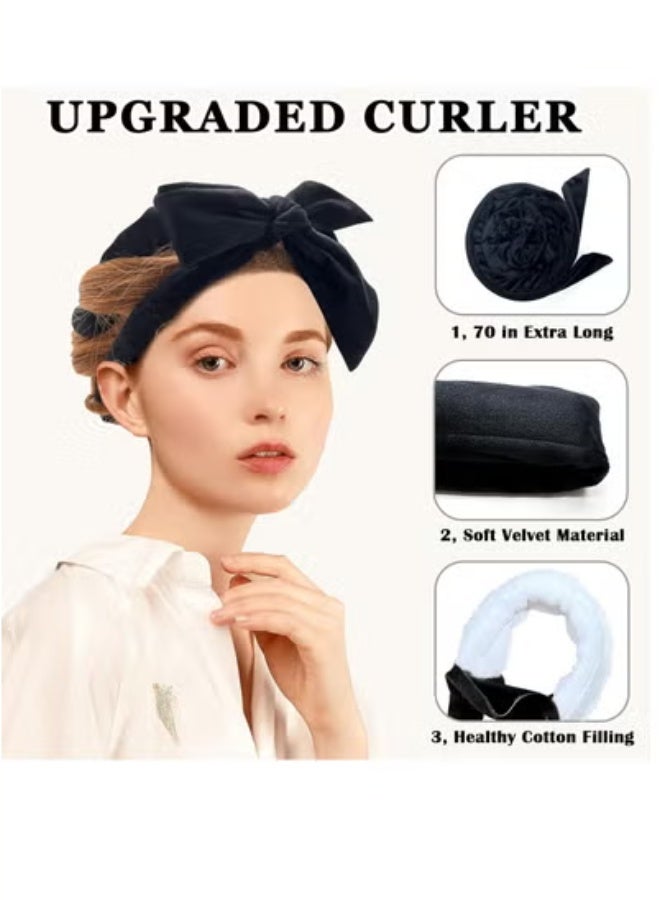 general No Heat Curling Headband, 70" Soft Hair Curlers to Sleep In Overnight Curls Headband, No Heat Hair Curler Ribbon Curl Wrap for Long Hair Rollers, 9 PCS Curling Rods Set with Yoga Strap - Image 3