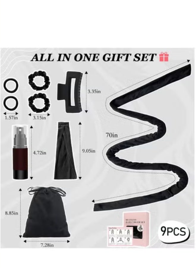 general No Heat Curling Headband, 70" Soft Hair Curlers to Sleep In Overnight Curls Headband, No Heat Hair Curler Ribbon Curl Wrap for Long Hair Rollers, 9 PCS Curling Rods Set with Yoga Strap - Image 5