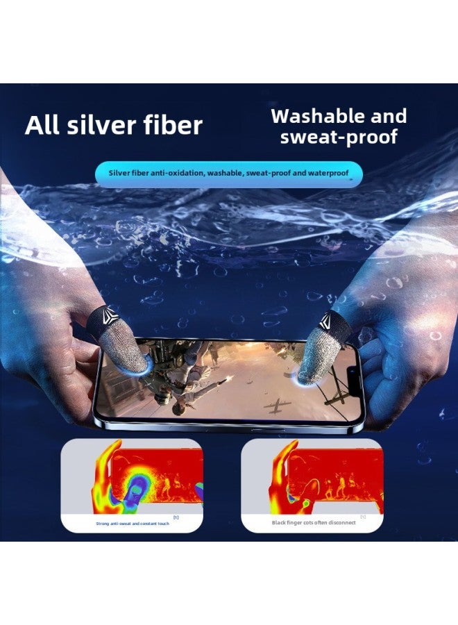 Luxury S04 Game Finger Set Chicken Eating Artifact Sterling Silver Fiber Double-piece Ice Silk Gloves Breathable Sweat-proof Slip Finger Set-Product Color:Pair Of S3pro [pure Silver Fiber Double Spell + Metal Storage Box]  - Image 4