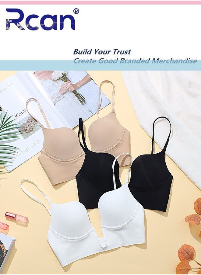 Rcan - Women's Smooth Deep U Shape Low Cut Bra Push Up Seamless Low Cut Backless Invisible Bra One Piece Soft Underwire Underwear Adjustable Multifunctional Lightweight Bra - Image 1