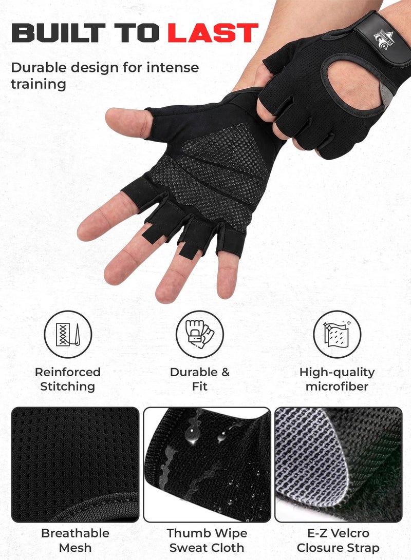 FIT TRIBE Weight Lifting Gloves for Men and Women - Gym Gloves with Non Slip Grip - Breathable Workout Gloves for Crossfit, Cycling, Strength Training, Palm Protection, Wrist Support - Image 2