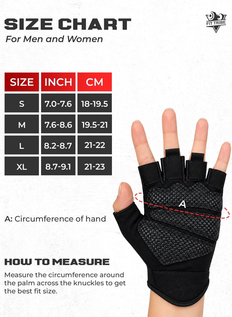 FIT TRIBE Weight Lifting Gloves for Men and Women - Gym Gloves with Non Slip Grip - Breathable Workout Gloves for Crossfit, Cycling, Strength Training, Palm Protection, Wrist Support - Image 4