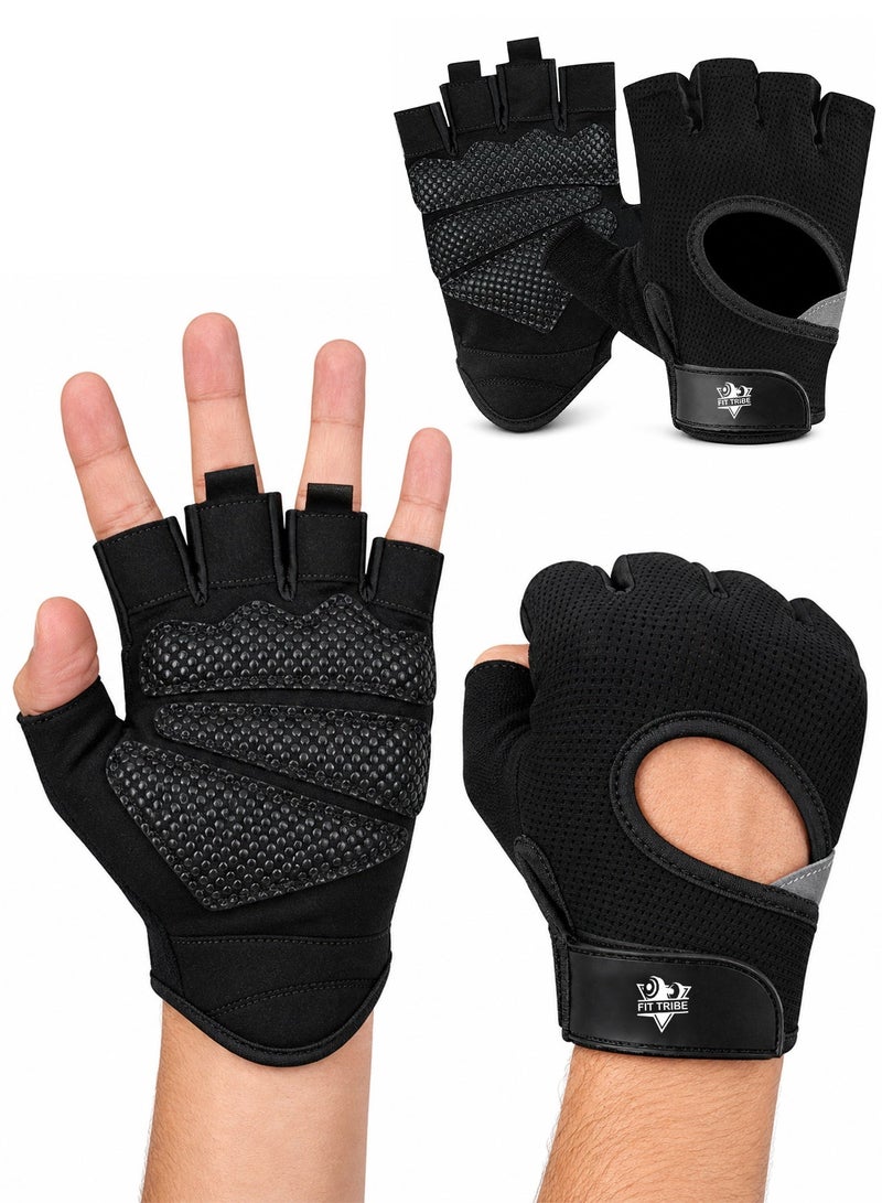 FIT TRIBE Weight Lifting Gloves for Men and Women - Gym Gloves with Non Slip Grip - Breathable Workout Gloves for Crossfit, Cycling, Strength Training, Palm Protection, Wrist Support - Image 1