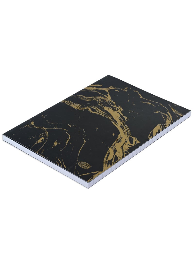 FIS® Notebook Soft Cover, A5 Size(14.8x21cm), 2 Quire, 192 Pages, 96 Sheets, Single Line Ruling, Golden/Black, Packet of 5 Pieces, Design 4 - FSNBSCA5GLBK04 - Image 3