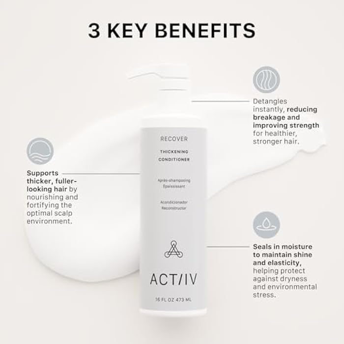 ACTIIV Recover Thickening Conditioner (Unisex) | Supports Optimal Hair Care and Recovery, Strengthens & Hydrates, Promotes Thicker Fuller Hair, Plant-Based, Color-Safe, All Hair Types - Image 3