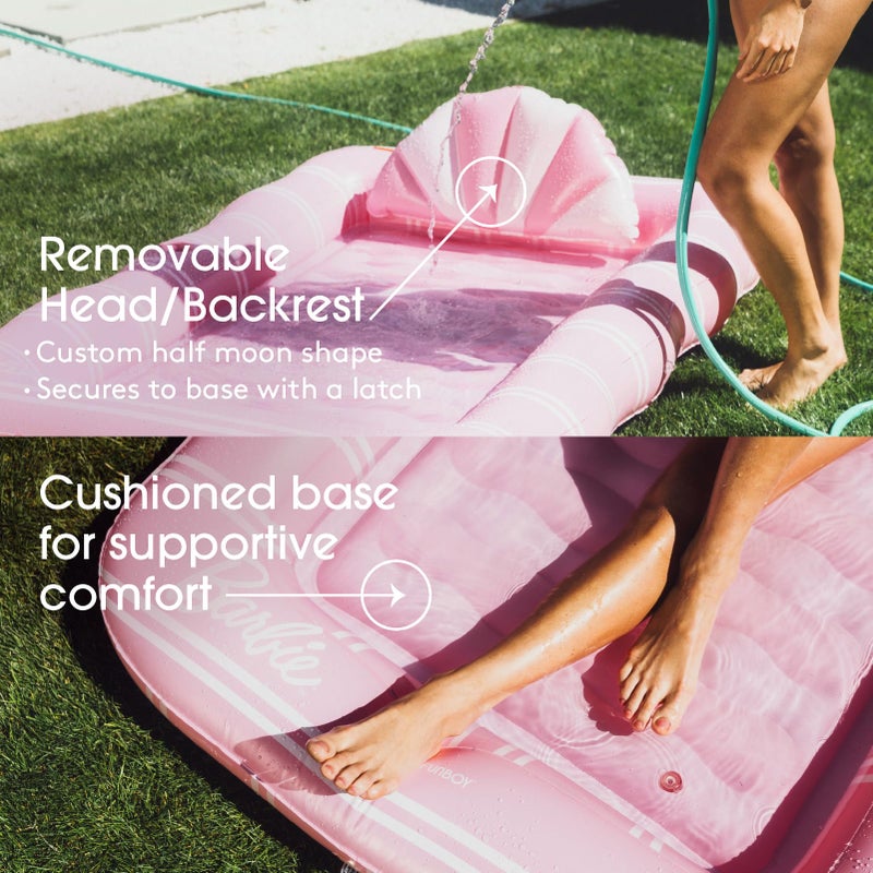 FUNBOY and Barbie Tanning Pool Lounger Float, XL 72'' x 48'' Pool Float with Custom Pillow and Large Cup Holder, Perfect for Pool or Backyard. - Image 4