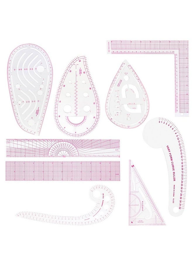 Tenalleys 9 Styles Clear Metric Sewing Ruler Set, Plastic Sew French Curve Ruler for Designers, Pattern Maker, Sewing Templates  - Image 1