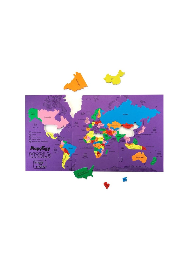 Imagimake - Imagimake: Mapology World- World Map And Its Countries- Learning Aid & Educational Toy- Jigsaw Puzzle- For kids Age 4 and Above - Image 1