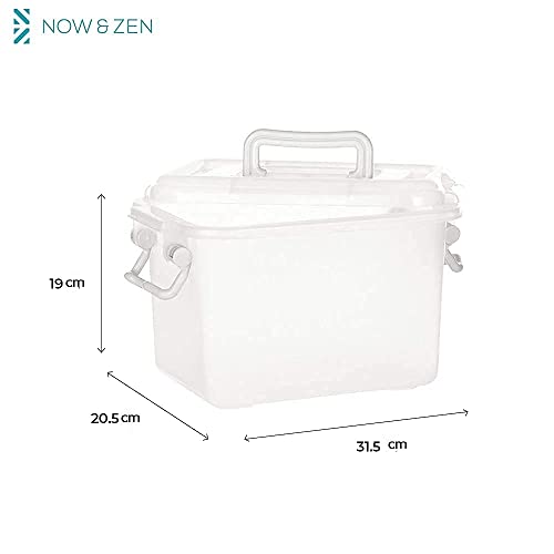 NOW & ZEN 6 Litre (Pack of 2) Plastic Containers Set Multipurpose Stackable Storage Box with Lid & Handle | Dimensions: (LxWxH): (31.5 x 20.5 x 19) cm | Semi-Transparent - Image 3