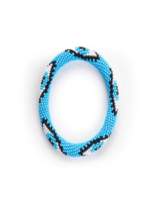Naz Collection, Evil Eye Protection Bangle Bracelet, Bohemian Stackable Beaded Bracelets, Handmade Multicolor Bohemian Stacking Crochet Bracelet, Boho Charm Beach Jewelry for Women&Girls, Gift for Her (Blue) - Image 1