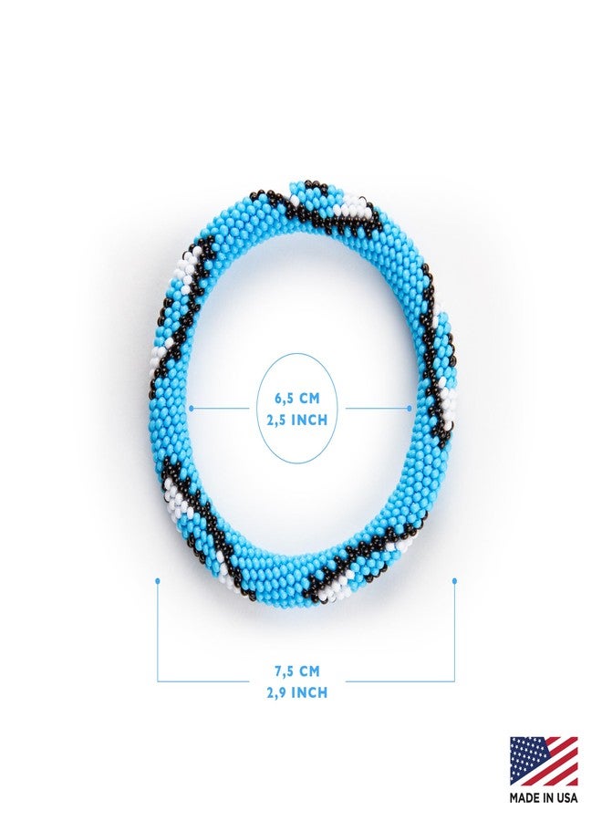 Naz Collection, Evil Eye Protection Bangle Bracelet, Bohemian Stackable Beaded Bracelets, Handmade Multicolor Bohemian Stacking Crochet Bracelet, Boho Charm Beach Jewelry for Women&Girls, Gift for Her (Blue) - Image 3