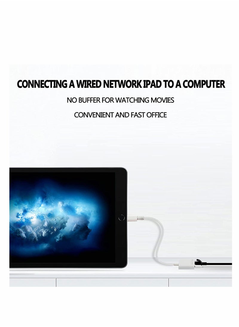 محول شبكة إيثرنت LAN RJ45 مع منفذ شحن لأجهزة iPhone المحددة، ولنماذج iPad سرعة 100Mbps توصيل وتشغيل