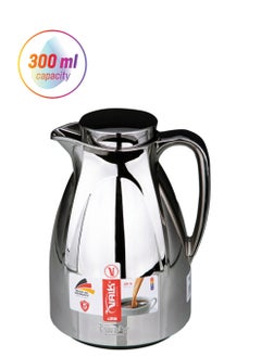 Valk Vacuum Flask with Double Wall Glass (300ml) | Wide Mouth with Anti-Leakage Cap Double Walled Travel Mug | Liter Chrome Color, 04-370  - Image 1
