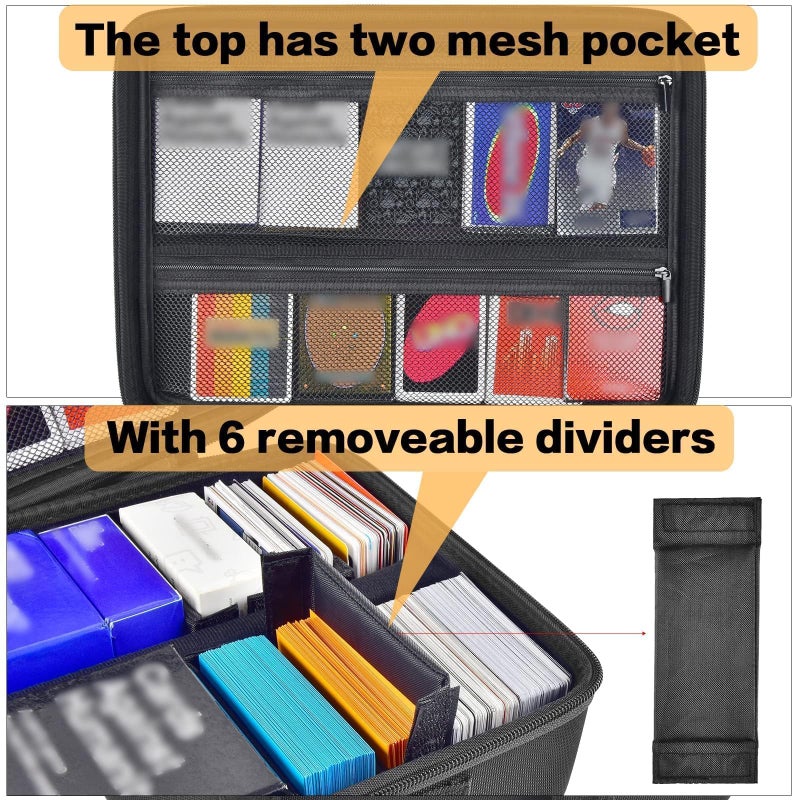 ALLPRIMO Trading Card Case Storage Box for 2700+ Cards. Deck Boxes Travel Organizer Holder Compatible with TCG/for Topps Baseball Sports/for C.A.H/for UNO/for MTG/for Yu-Gi-Oh Games -Black - Image 3