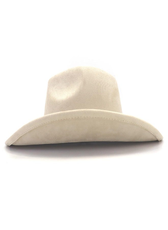 CCAKXCJJ Western Cowboy Hat for Women Men Classic Fedora Hats Wide Brim Suede Cowboy Hat for Women with Buckle Belt 725 Beige - Image 4