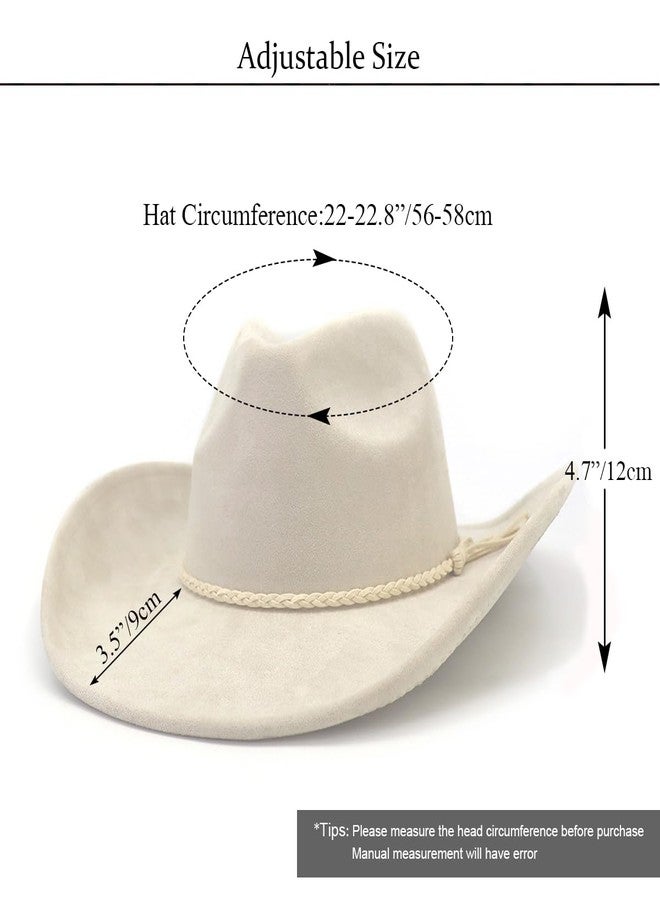 CCAKXCJJ Western Cowboy Hat for Women Men Classic Fedora Hats Wide Brim Suede Cowboy Hat for Women with Buckle Belt 725 Beige - Image 2