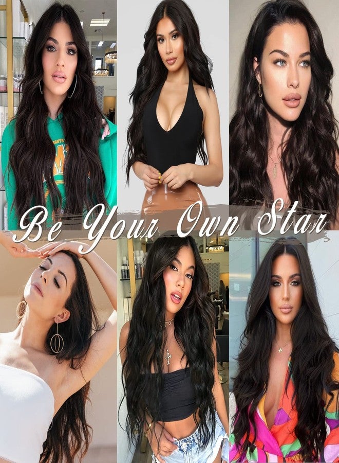 بارسدار، وصلات شعر مموجة بمشابك، طول 20 بوصة - 5 قطع من وصلات الشعر الصناعية السميكة والناعمة - وصلات شعر سوداء وبنية تغطي الرأس بالكامل للنساء - طويلة وكثيفة وسهلة الارتداء للاستخدام اليومي والحفلات والهالوين - Image 5