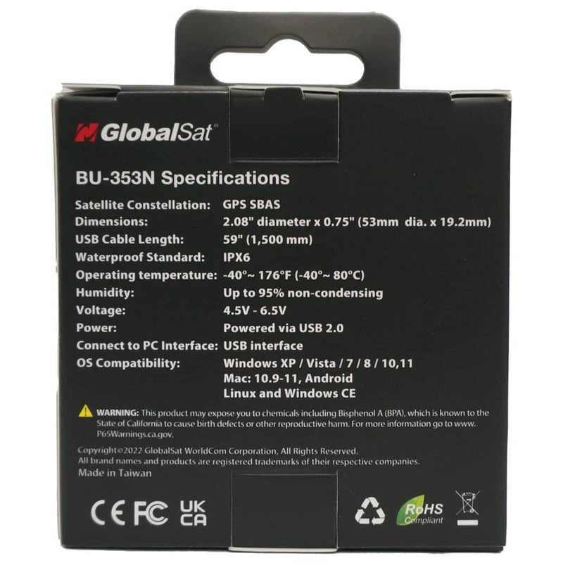 GlobalSat جهاز استقبال GPS USB من GlobalSat BU-353N، أسود - Image 4