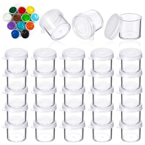 Yolev 25 Pcs Small Paint Pots with Lids 10ml034 Oz Empty Paint Cups with Lids Small Paints Containers for DIY Craft Painting Beads Classrooms Schools Art Festivals - Image 1