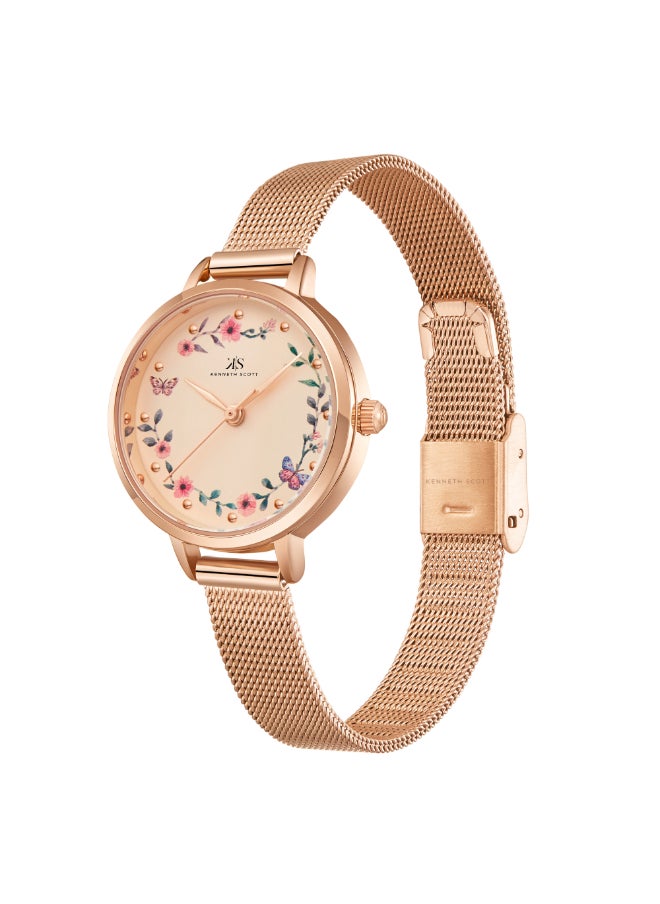 KENNETH SCOTT - Kenneth Scott Women's PC21 Movement Watch, Analog Display and Stainless steel Strap - K23512-RMKF, Rose Gold - Image 1