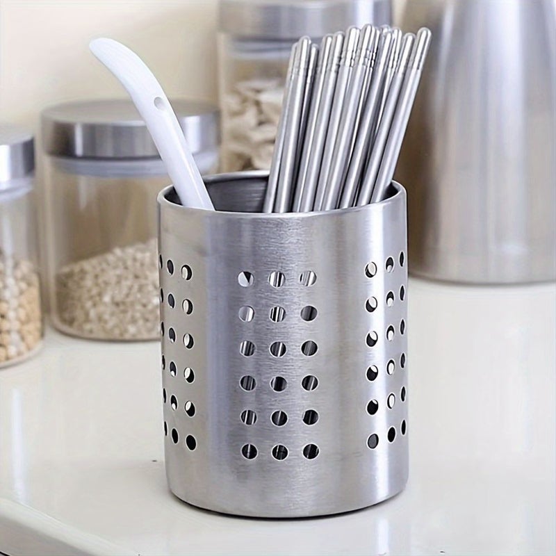 Silvery Stainless Steel Cutlery Holder Multifunctional Kitchen Storage Rack - Image 5