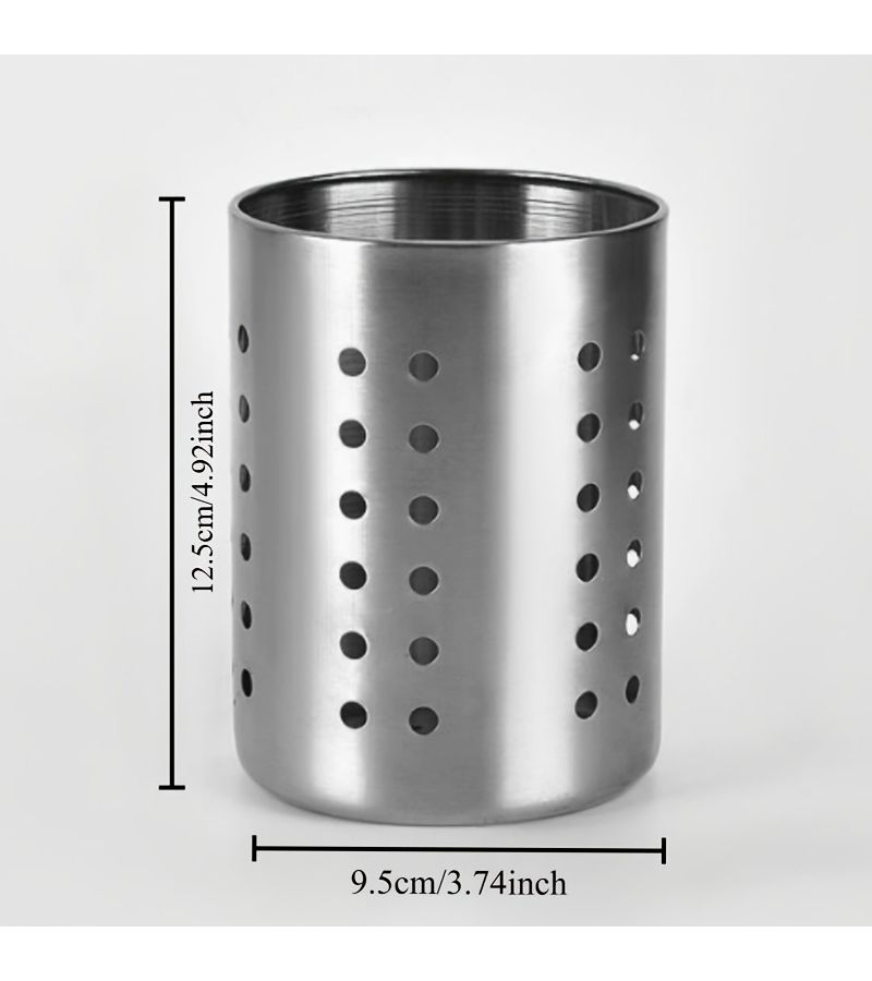 Silvery Stainless Steel Cutlery Holder Multifunctional Kitchen Storage Rack - Image 3