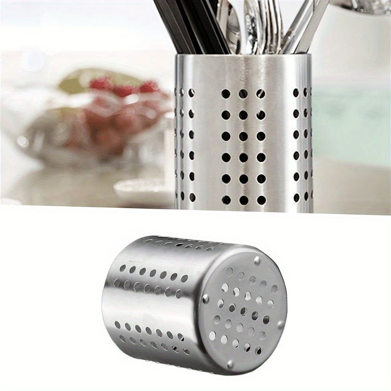 Silvery Stainless Steel Cutlery Holder Multifunctional Kitchen Storage Rack - Image 2