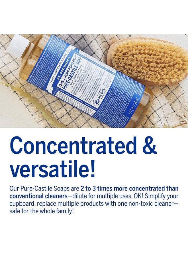 دكتور برونرز صابون سائل بيوركاستيل (النعناع 64 أونصة) مصنوع من الزيوت العضوية 18 في 1 يستخدم شعر الوجه والجسم وغسيل الحيوانات الأليفة والأطباق، نباتي مركز Nongmo - Image 3