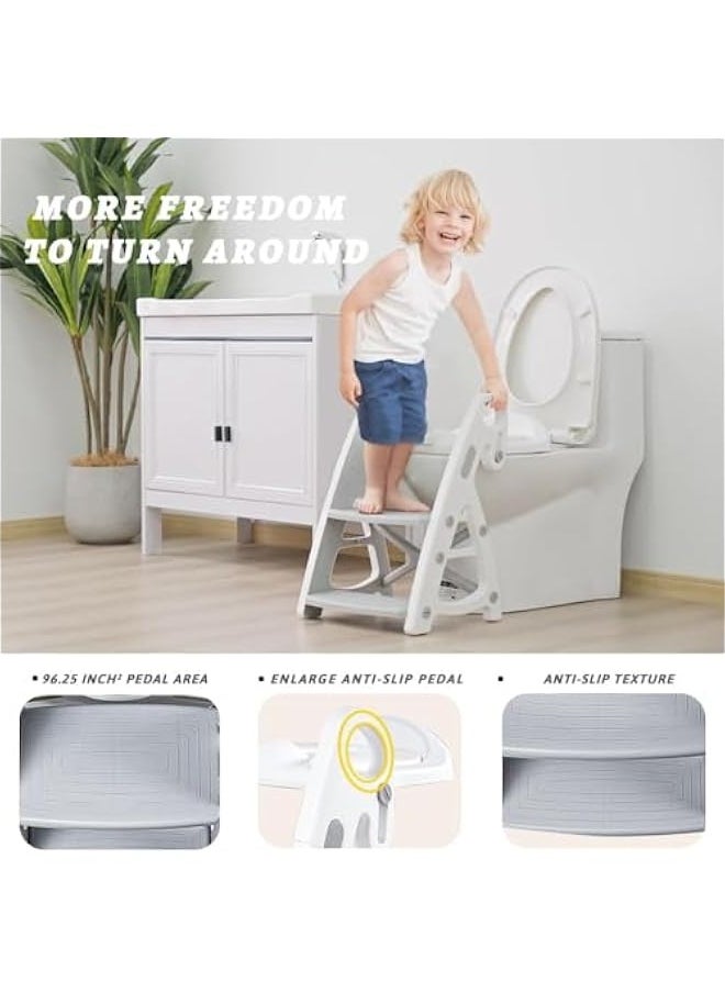 TRASSLE Potty Training Seat & Toddler Step Stool, Ultimate Stability Toddler Toilet Seat, Adjustable Step & Seat Height Potty Seats for Toddlers Boys Girls  - Image 4