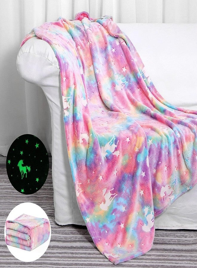 AG E-Com Glow in Dark Baby Blanket Unicorn | Bedroom Decor | Gifts Kids - Teen Boys & Girls | Travel Lightweight Throw Blankets | Fur Blanket | Soft Cozy Fluffy | Winter Quilt (Multi Color) - Image 1