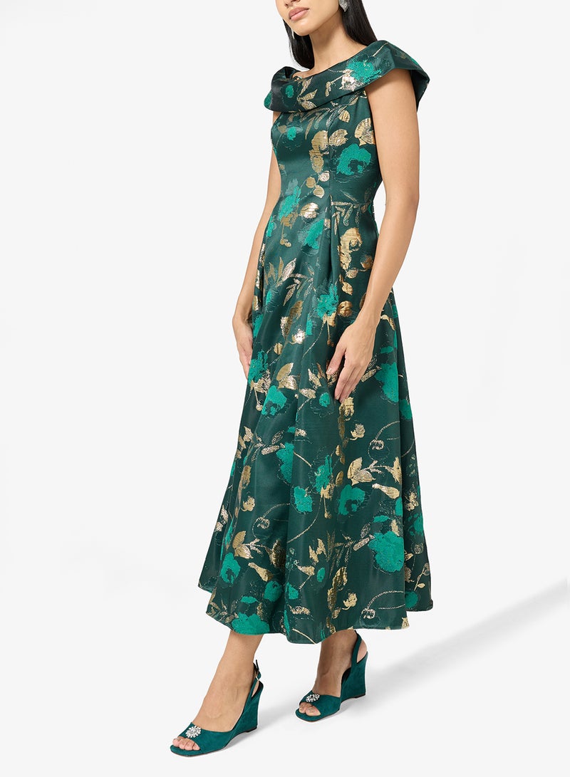 خزانة صندل إسفين أخضر زمردي ببروش زهرة كريستالية وحزام خلفي - Image 5