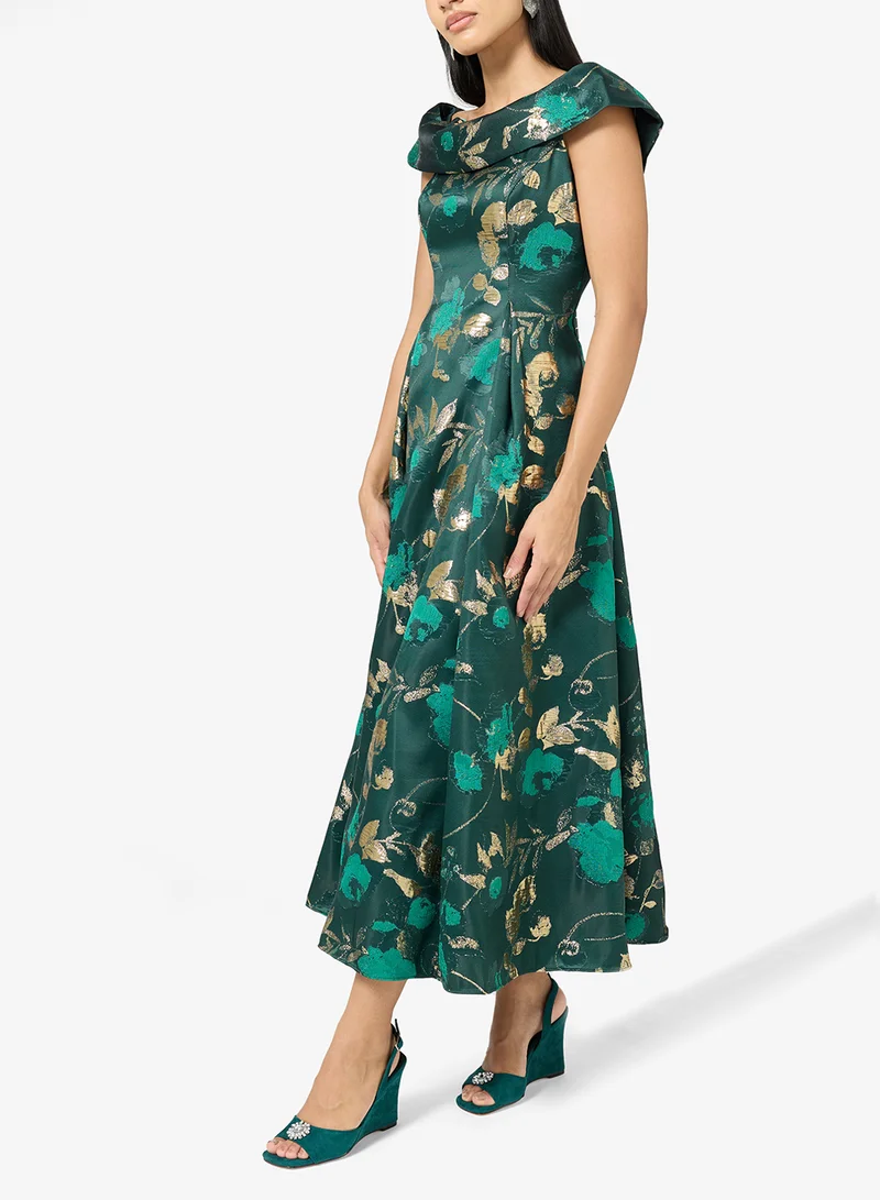 Khizana Green Emerald green wedge sandal with crystal flower brooch and slingback for Women | Best Price UAE