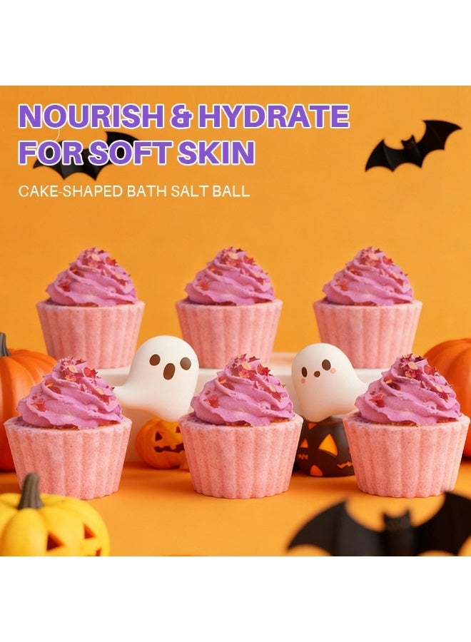 Bath Bombs Halloween Cupcake  Set, 6Pcs Purple Rose Essential Oil Fizzy Bubble , Moisturizing u0026 Cleansing Spa Gift for Kids u0026 Adults - Image 3
