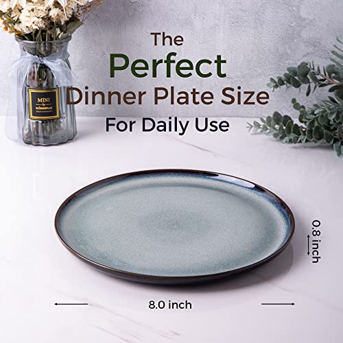 LERATIO Ceramic Plates Set of 6, 8.5 Inch Reactive Glaze Light Weight Porcelain Salad Plates,Modern Shape Dinnerware Dishes Set for Kitchen,Microwave&Dishwasher&Oven Safe,Resistant-Gray Blue - Image 2