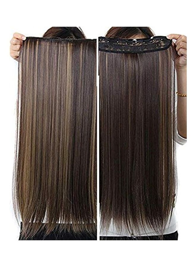 NIBEMINENT 5 Clips Straight Hair Extension Brown 24inch - Image 1