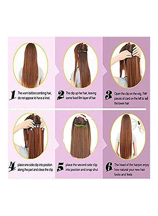 NIBEMINENT 5 Clips Straight Hair Extension Brown 24inch - Image 3