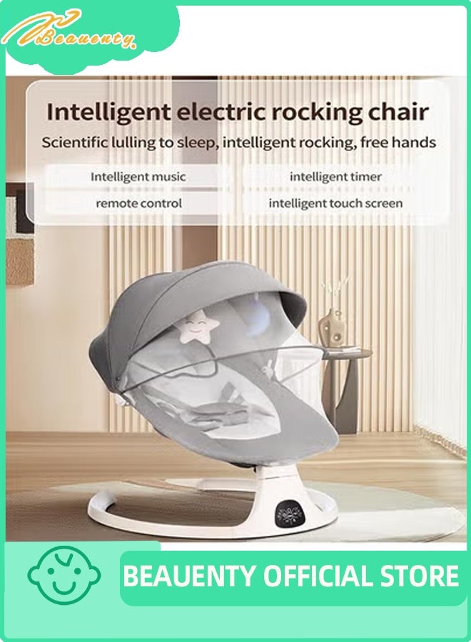 Baby Swing for Infants,Portable Electric Bluetooth Baby Swing with Music for Newborn,3 Timer Settings with Tray,Remote Control and Mosquito Net - Image 2