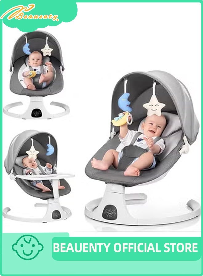 Baby Swing for Infants,Portable Electric Bluetooth Baby Swing with Music for Newborn,3 Timer Settings with Tray,Remote Control and Mosquito Net - Image 1