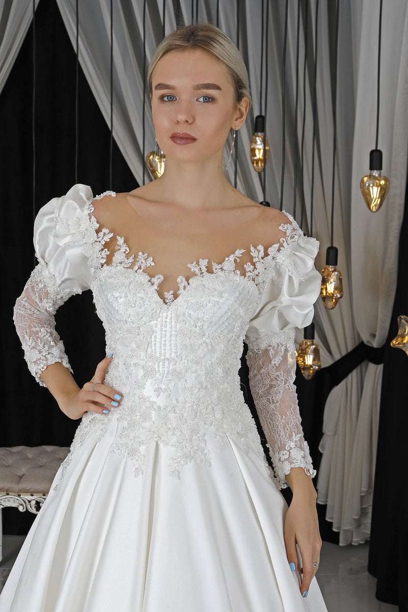 Large Size French Satin Bridal Yarn Main Yarn Evening Host Studio Outside The Evening Dress - Image 3