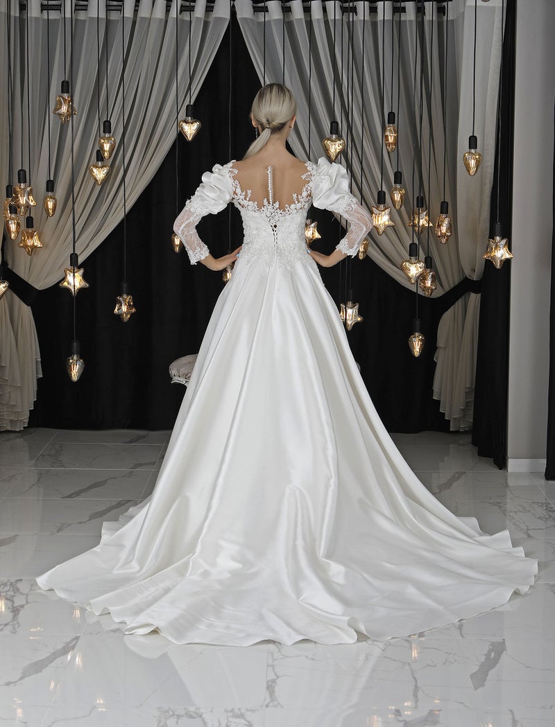 Large Size French Satin Bridal Yarn Main Yarn Evening Host Studio Outside The Evening Dress - Image 4