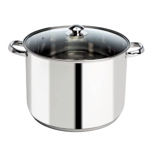 Ecolution Pure Intentions Stock Pot - Features Tempered Glass Lid, Keep Cool Handle, and Encapsulated Bottom - Oven Safe - Curbside Recyclable Stainless Steel - 16 Quarts - Image 1