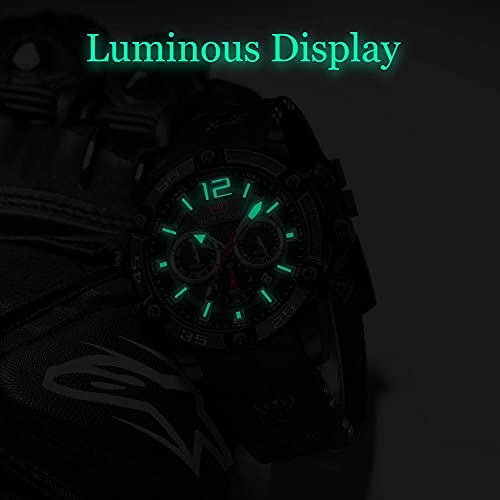 MF MINI FOCUS Men Watch, Chronograph Waterproof Sport Analog Quartz Watches Red Silicon Strap Fashion Wristwatch for Men - Image 4