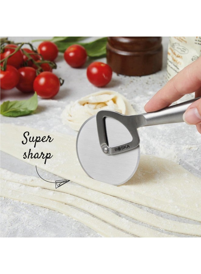 Boska Stainless Steel Pizza Cutter - Copenhagen Multifunctional Pizza Wheel Cutter - Handheld Food Slicer - Silver Non-Stick Adjustable Roller - Dishwasher Safe - For Kitchen Cooking - Image 2