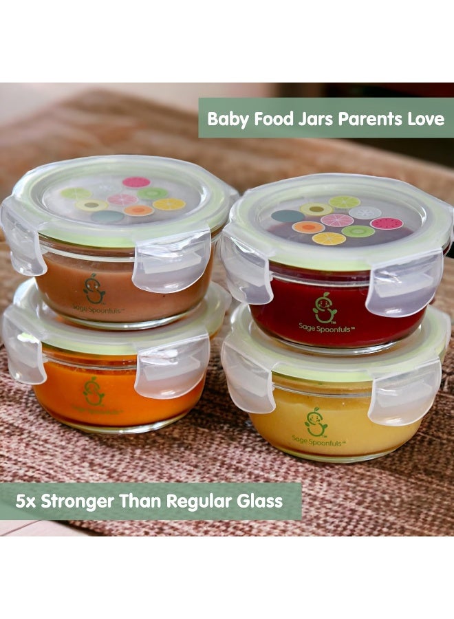 Sage Spoonfuls Glass Baby Food Containers with Lids - 4 Pack, 7 oz Baby Food Jars - Image 3