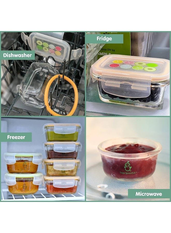 Sage Spoonfuls Glass Baby Food Containers with Lids - 4 Pack, 7 oz Baby Food Jars - Image 2